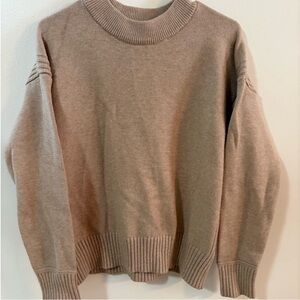 Philosophy Beige Knit Sweater Ribbed Crew Neck Size Medium